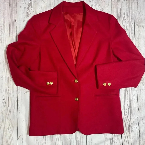Vintage Wool Stephan Douglas Ltd. Red Double Button Up Career‎ tailored Blazer - Picture 2 of 9